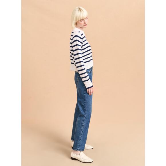 La Ligne Cropped Marin Sweater Striped Cream Navy - XS - Picture 6 of 7